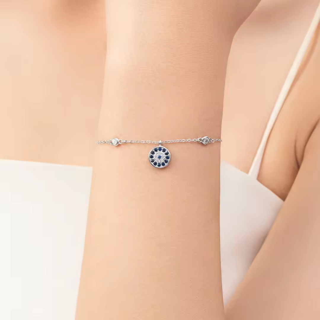 Blue Evil Eye Bracelet | CZ 925