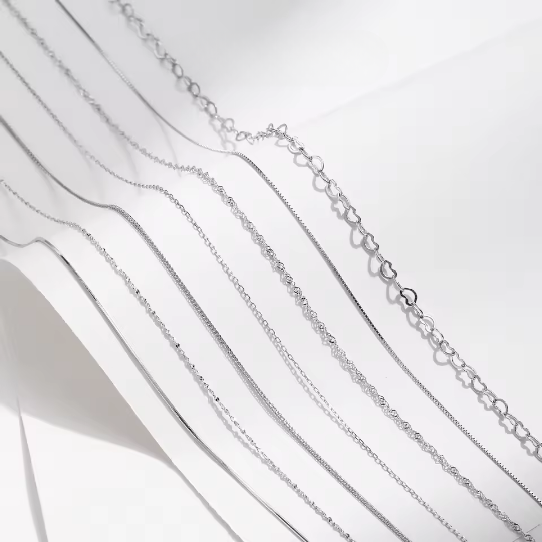 Sterling Silver Basic Chains | 7 Styles