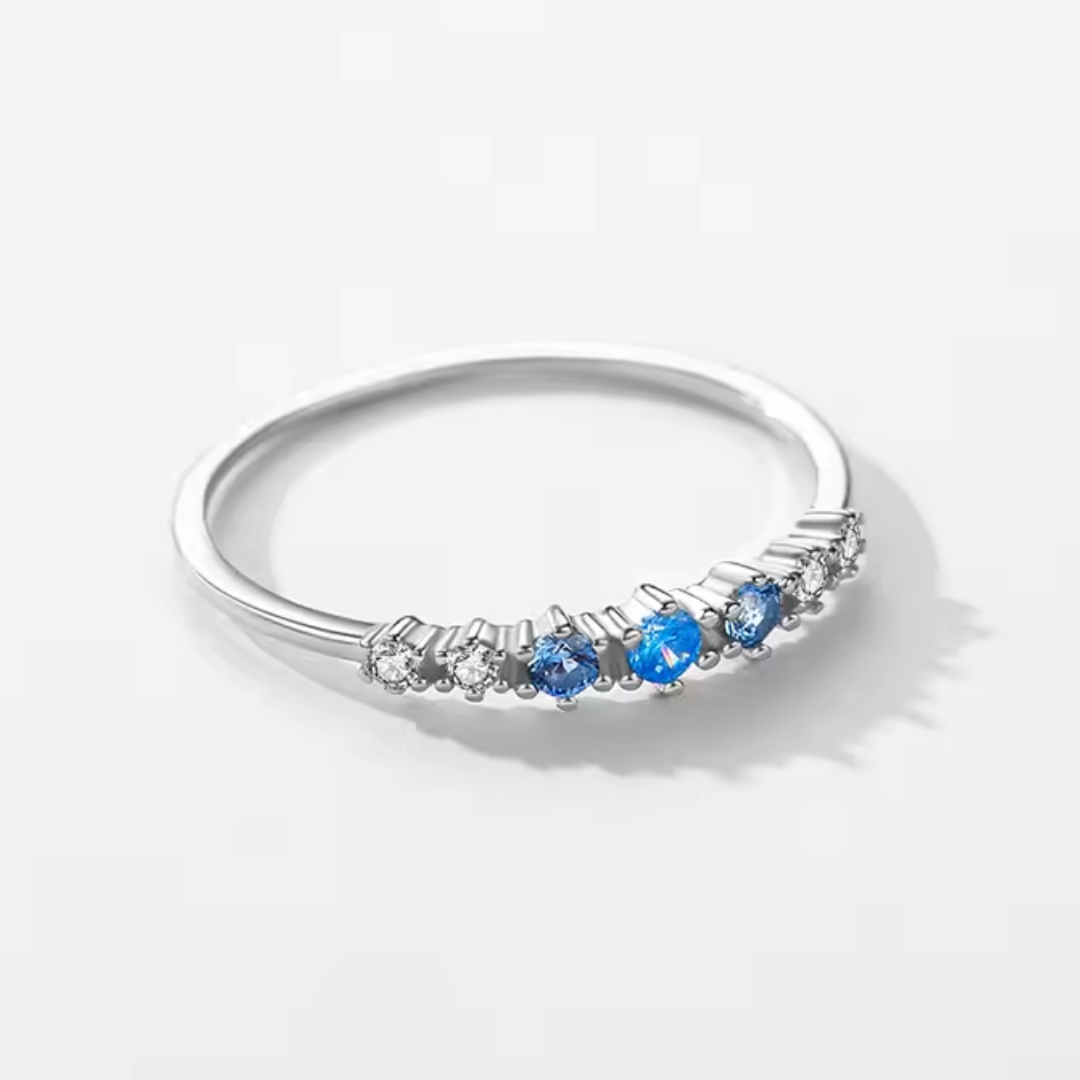 Blue Zirconia Stackable Ring | Sterling Silver 925
