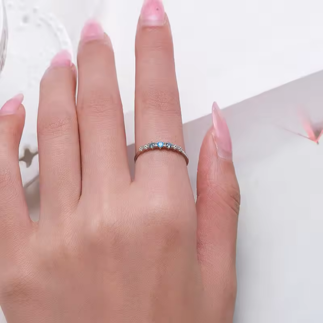 Blue Zirconia Stackable Ring | Sterling Silver 925