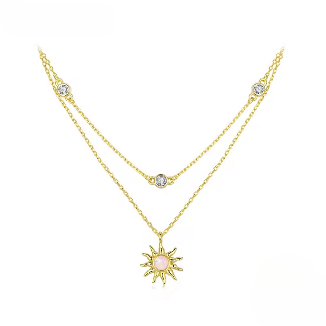 Radiant Sun Opal Necklace | 18K Gold Plated