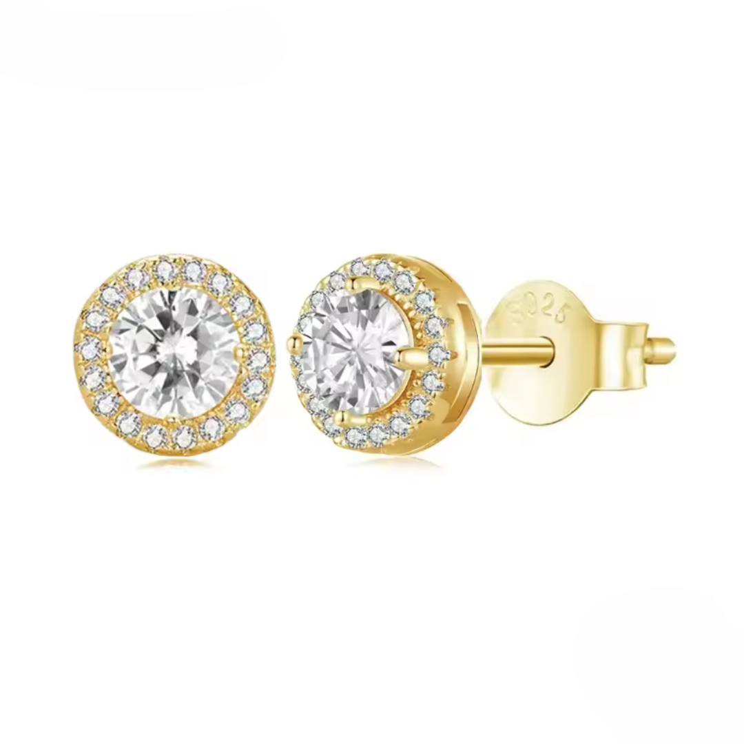 Classic Halo Stud Earrings | 18K Gold Plated