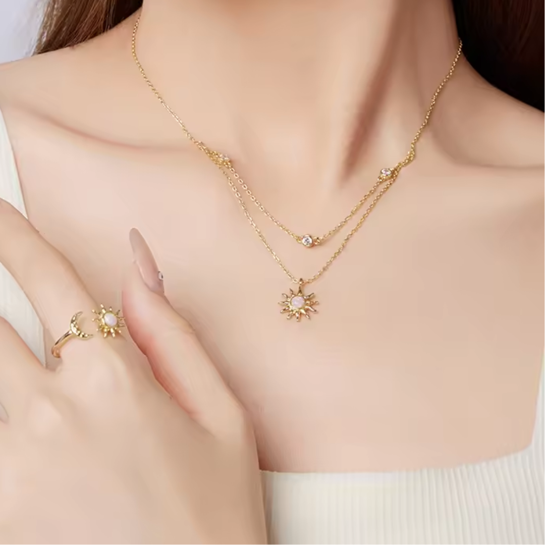 Radiant Sun Opal Necklace | 18K Gold Plated