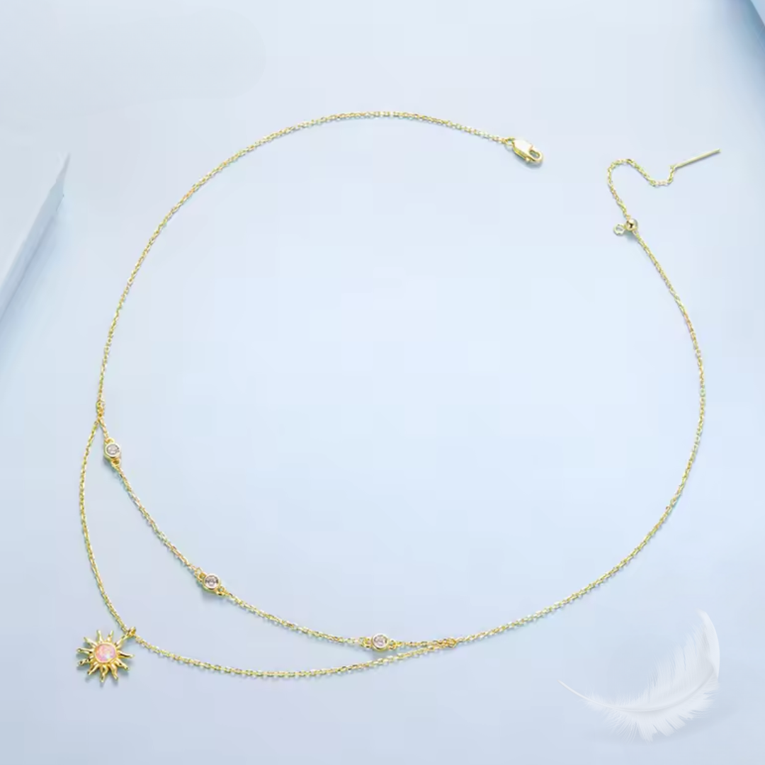 Radiant Sun Opal Necklace | 18K Gold Plated