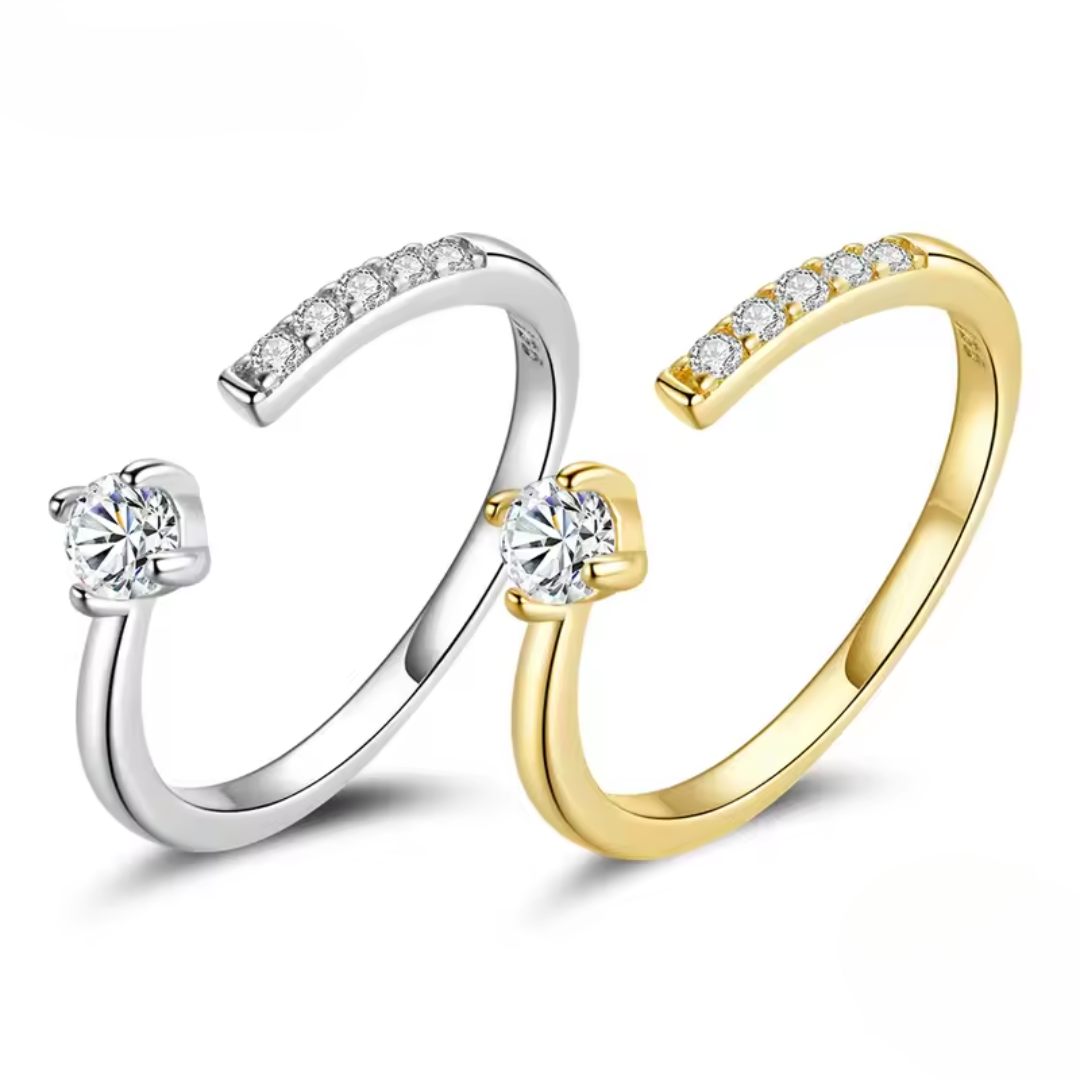 Adjustable Zircon Ring | 18K Gold Plated