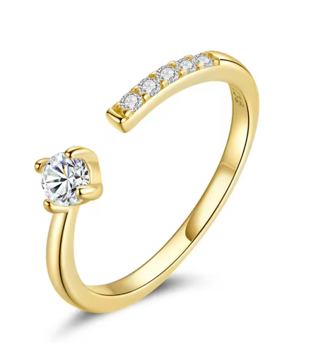 Adjustable Zircon Ring | 18K Gold Plated