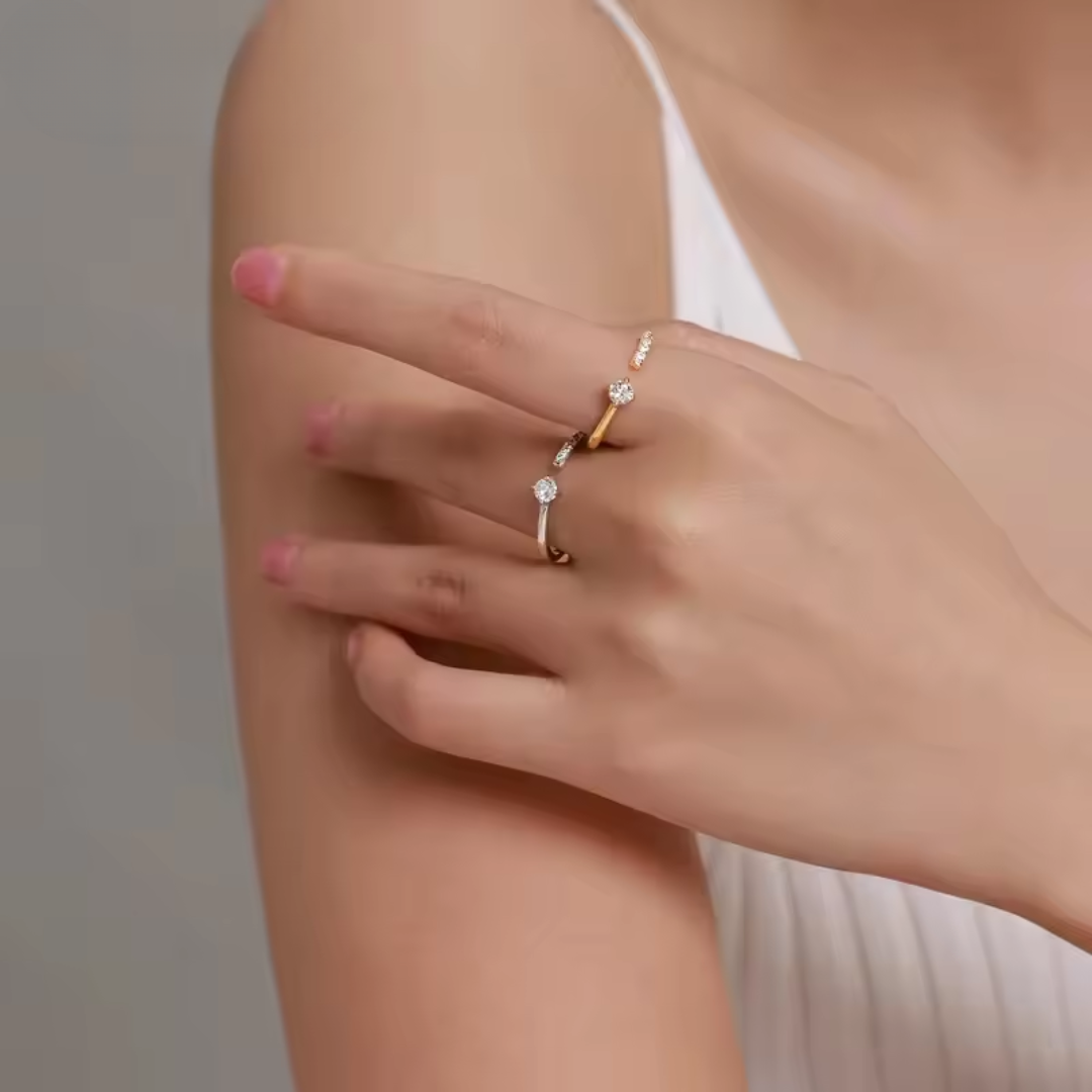 Adjustable Zircon Ring | 18K Gold Plated