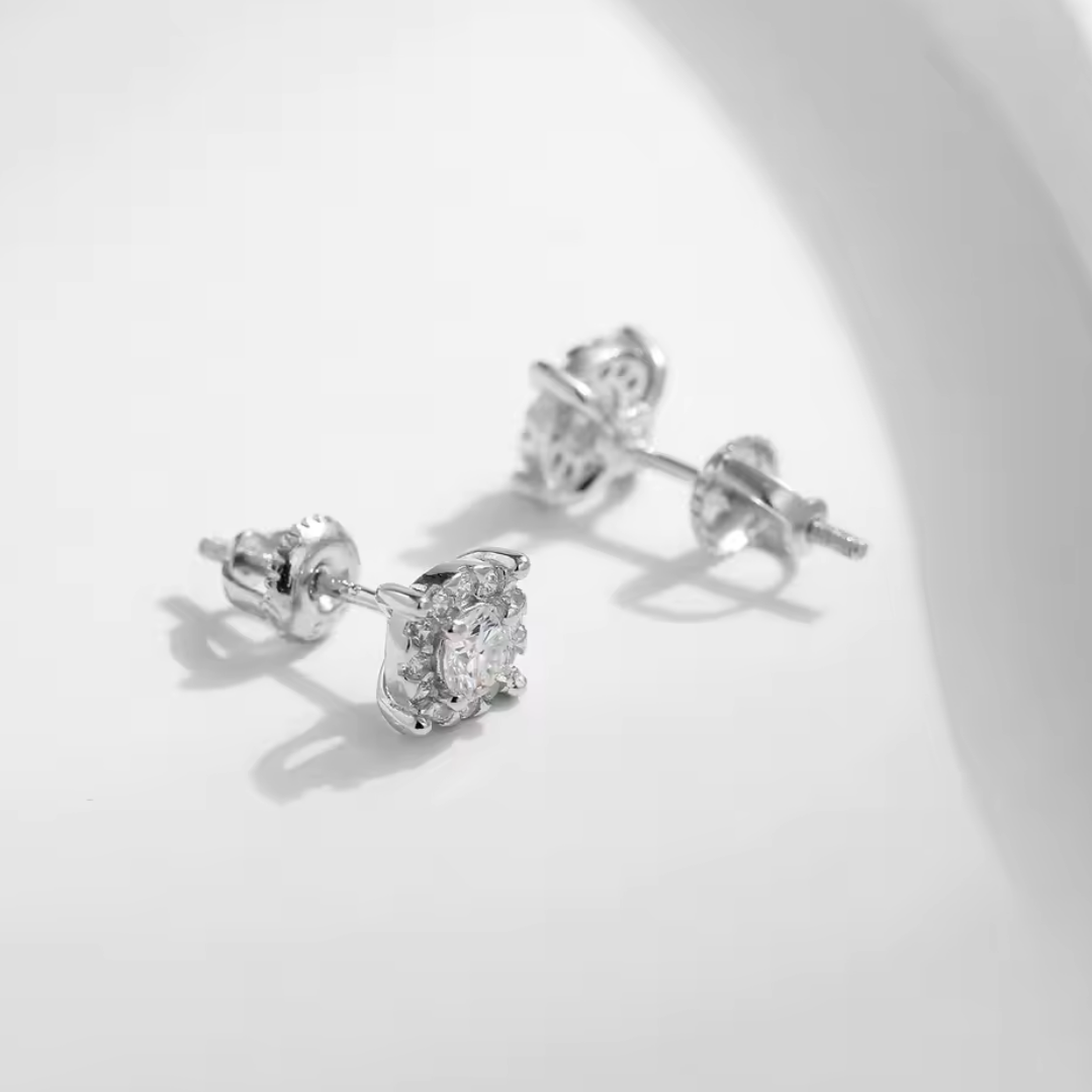 Round Cut Stud Earrings | Moissanite 925