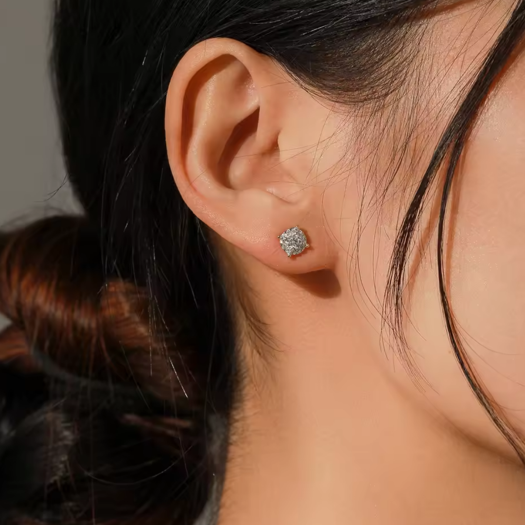 Round Cut Stud Earrings | Moissanite 925