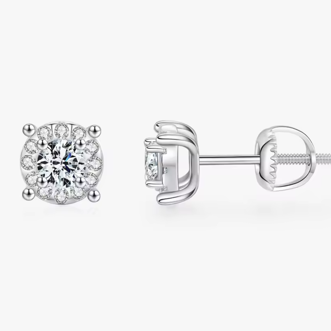 Round Cut Stud Earrings | Moissanite 925