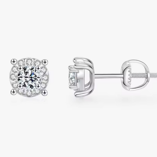 Round Cut Stud Earrings | Moissanite 925