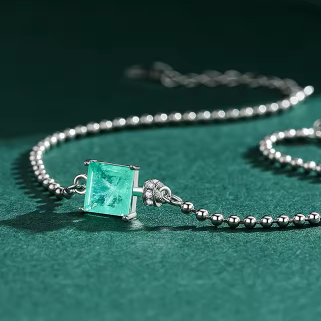 Square Tourmaline Bracelet | Sterling Silver 925