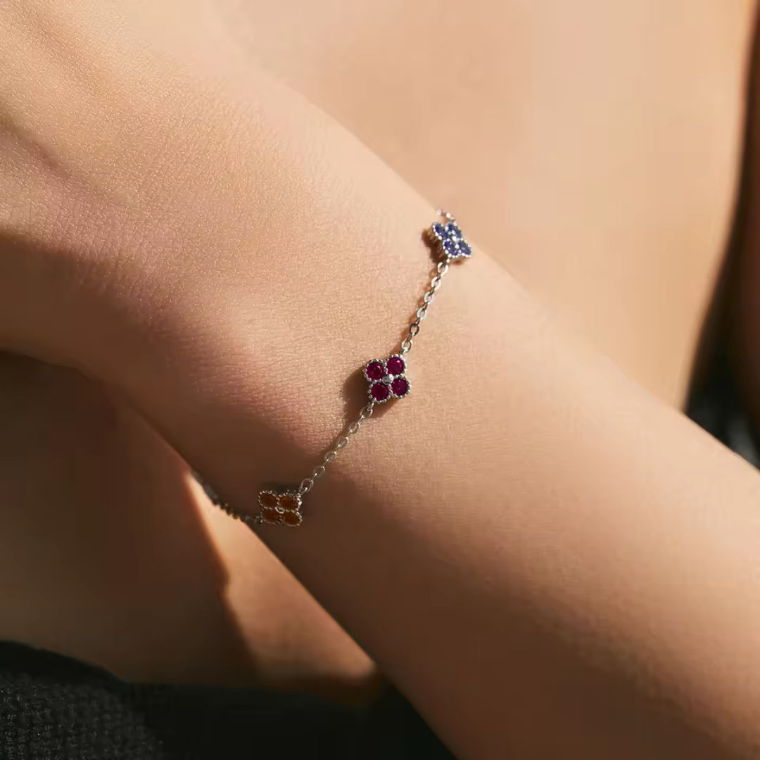 Colorful Clover Bracelet | CZ 925