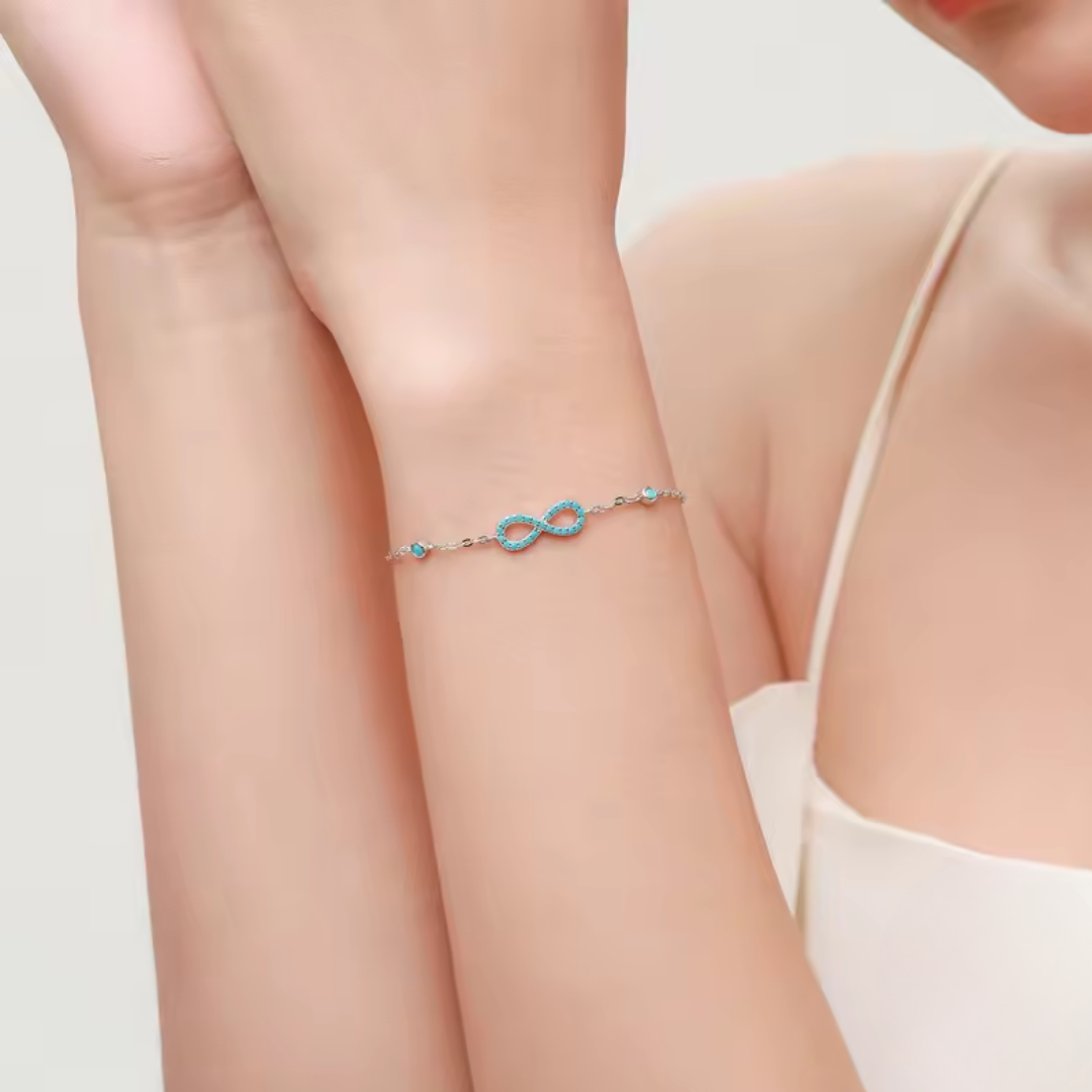 Infinity Love Bracelet | Turquoise CZ 925