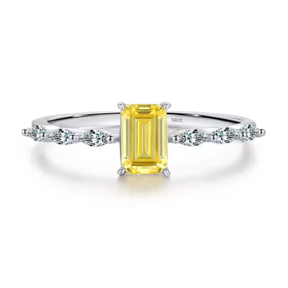 Radiant Cut Ring | Yellow & Pink Zircon 925