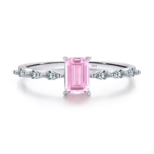 Radiant Cut Ring | Yellow & Pink Zircon 925