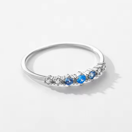 Blue Zirconia Stackable Ring | Sterling Silver 925