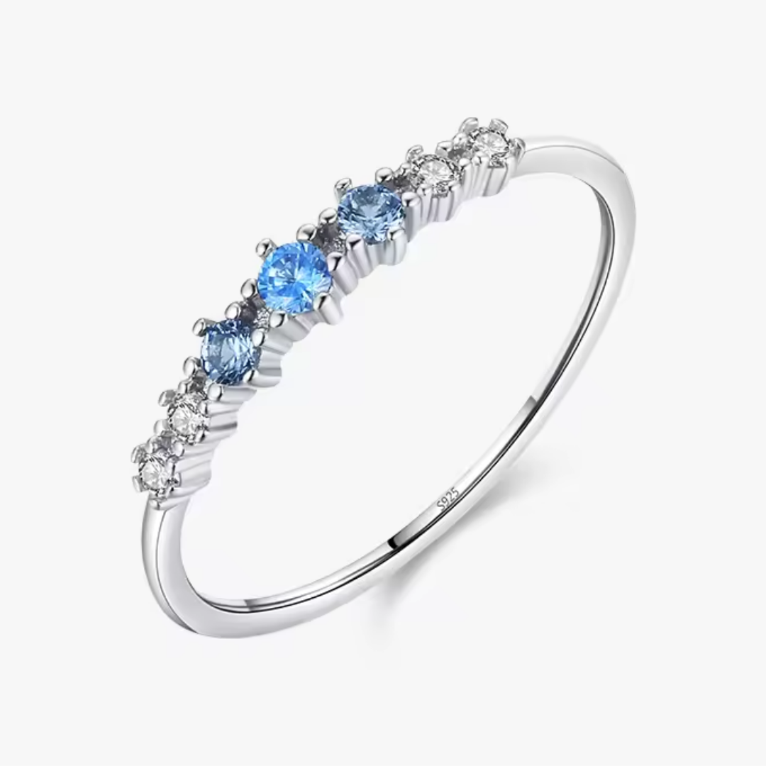 Blue Zirconia Stackable Ring | Sterling Silver 925