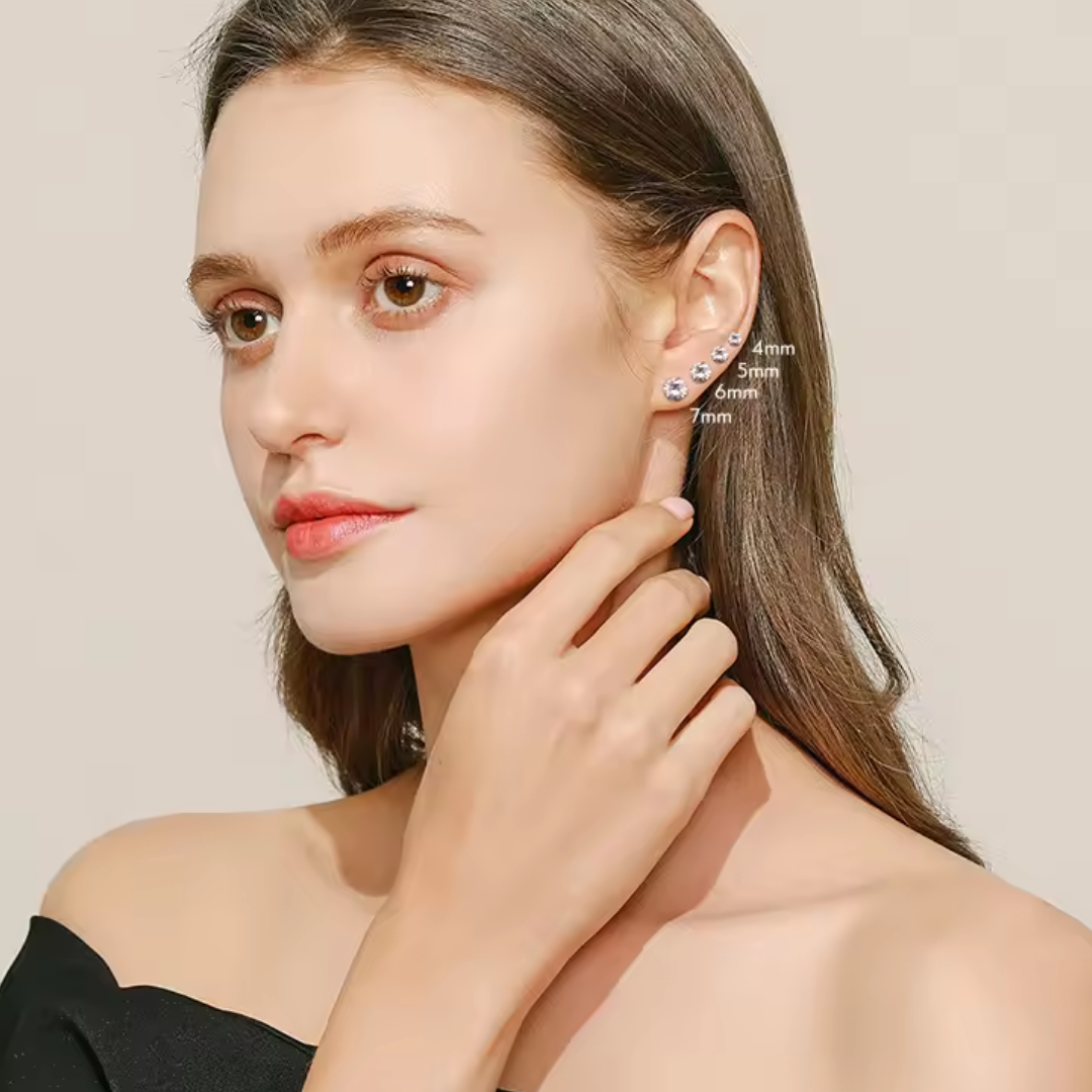 Classic Stud Earrings | CZ Zirconia 925