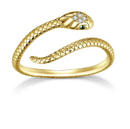 Snake Ring | 925 Sterling Silver with Green Zircon