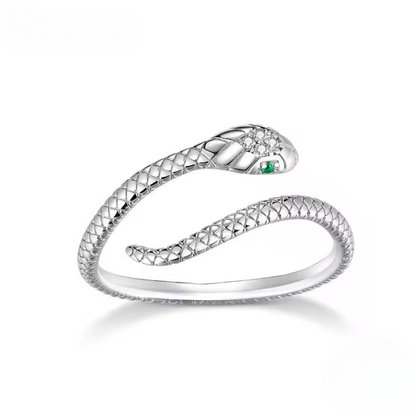 Snake Ring | 925 Sterling Silver with Green Zircon