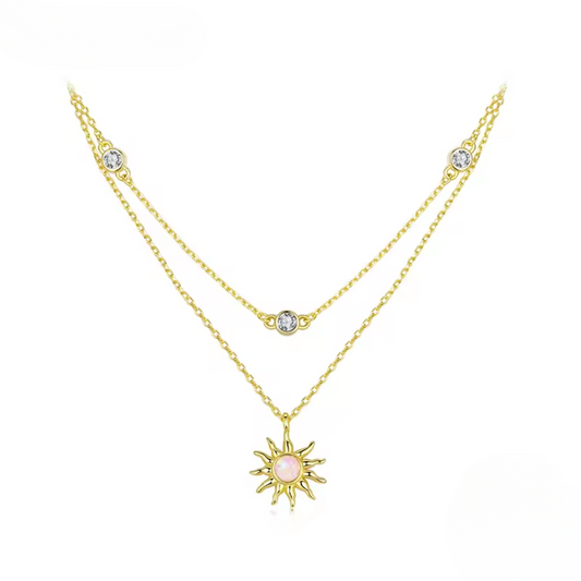 Radiant Sun Opal Necklace | 18K Gold Plated