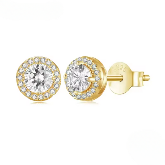 Classic Halo Stud Earrings | 18K Gold Plated
