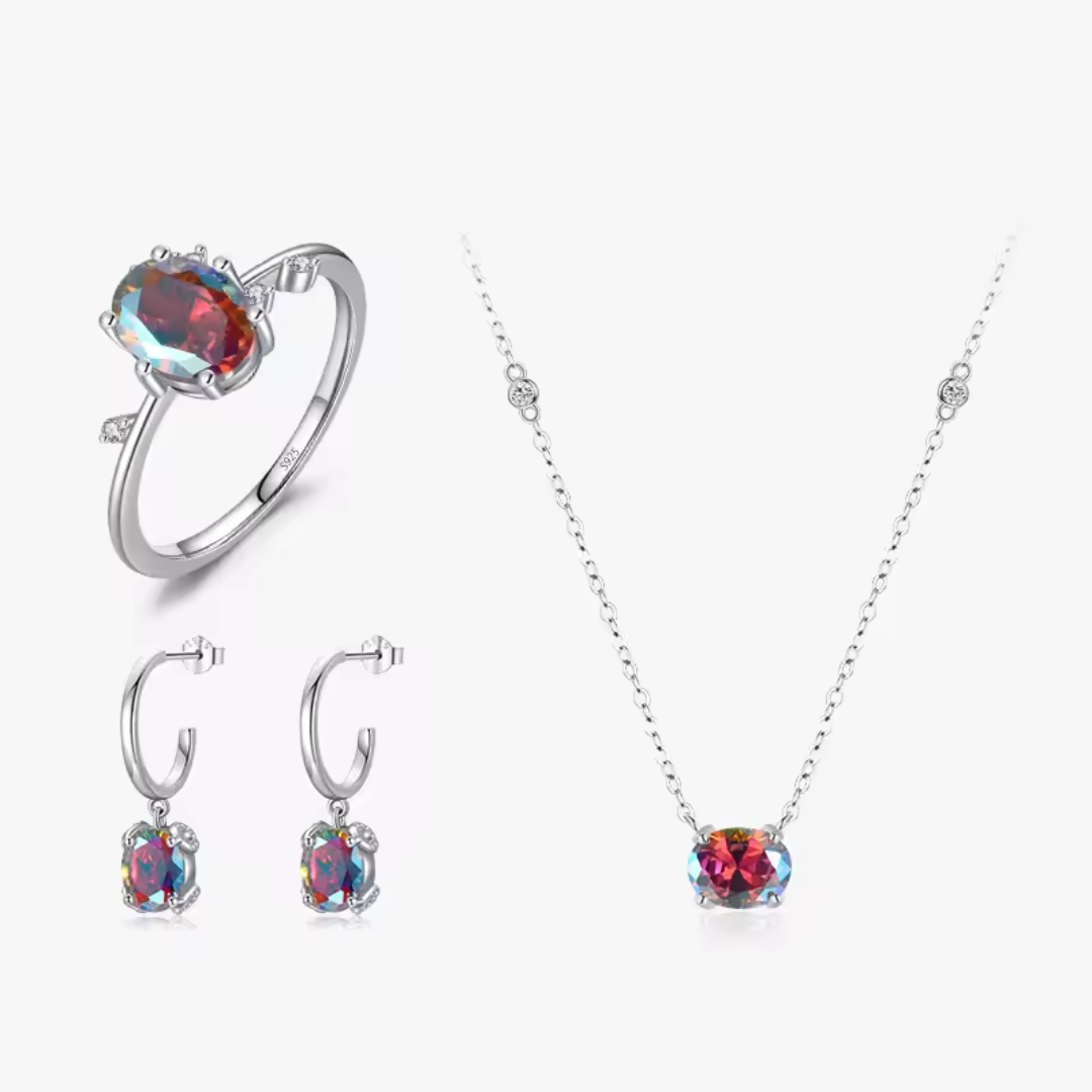 Aurora Glow Set | Rainbow Zirconia & Sterling Silver