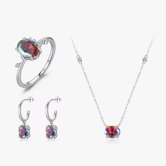 Aurora Glow Set | Rainbow Zirconia & Sterling Silver