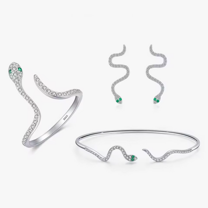 Serpent Elegance Set | CZ Snake & Sterling Silver