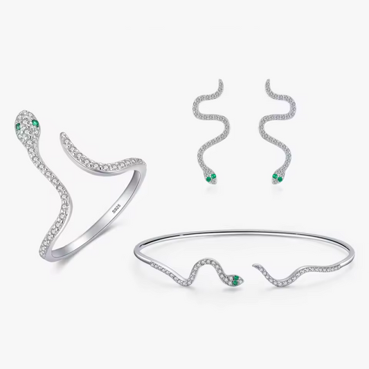 Serpent Elegance Set | CZ Snake & Sterling Silver