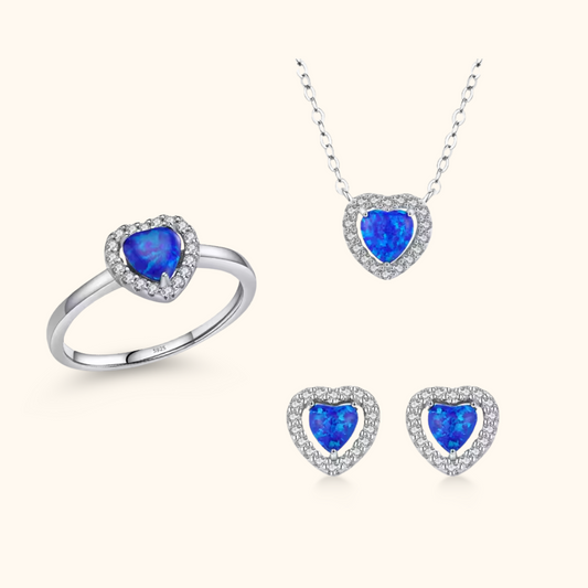 Ocean Heart Set | Blue Opal & Sterling Silver